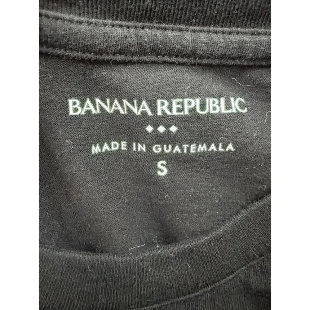 Banana Republic Graphic T-Shirt Mens Black Guitar Patent Print Small